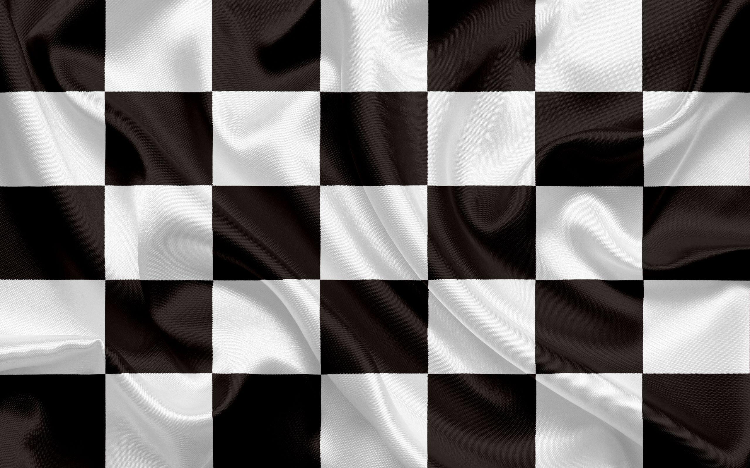 Download wallpaper Checkered Flag, black white flag, finish flag, silk flags for desktop with resolution 2560x1600. High Quality HD picture wallpaper