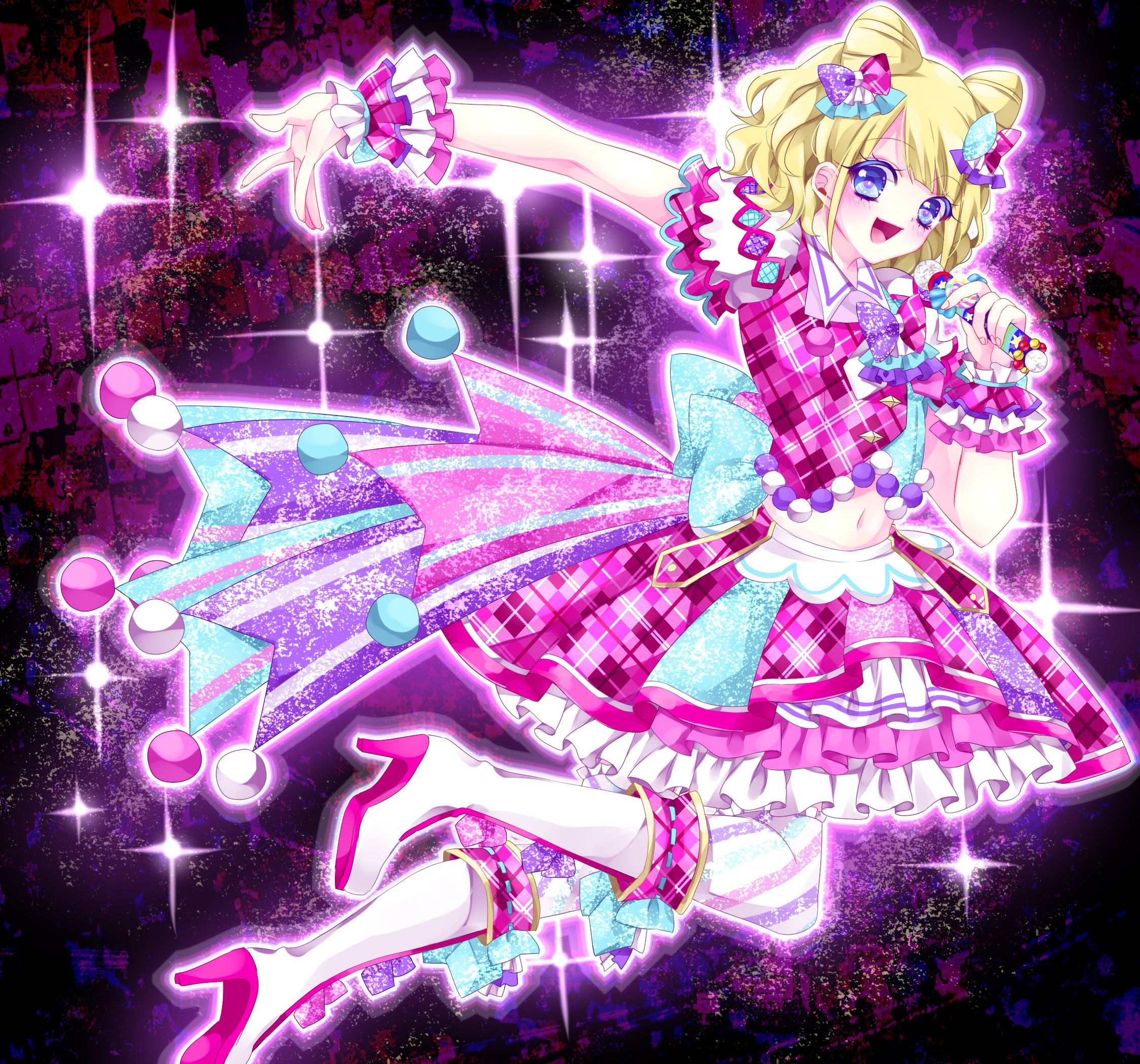 PriPara Minami Mirei Knee Boots Microphone Pink Skirt wallpaper