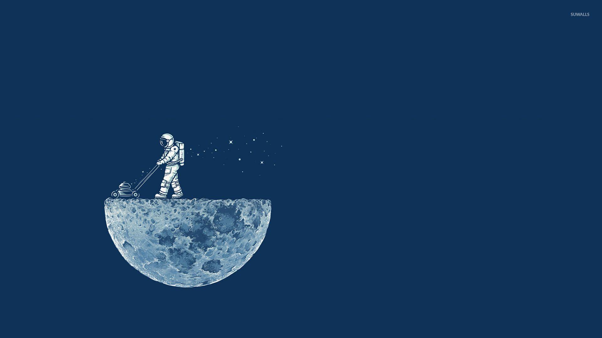 Drawn wallpaper astronaut moon and in color drawn wallpaper