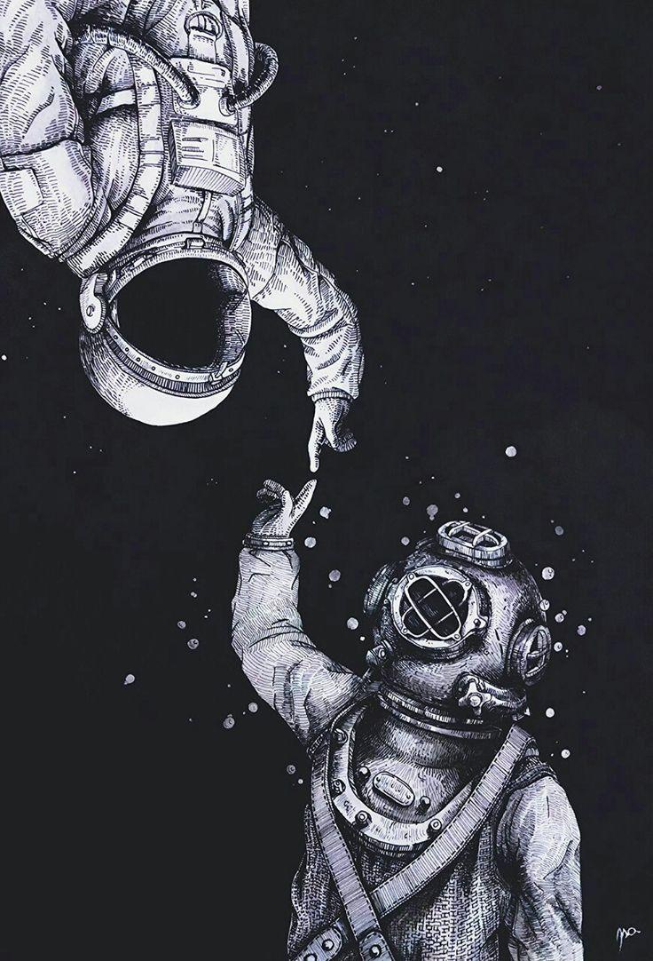 Drawn wallpaper astronaut and in color drawn wallpaper