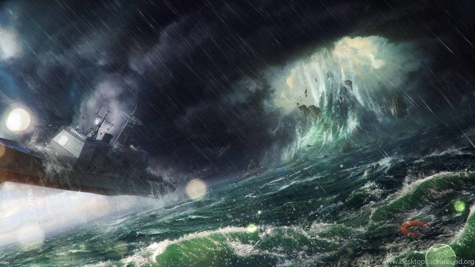 Ocean Storm Wallpaper 1366x768 Desktop Background