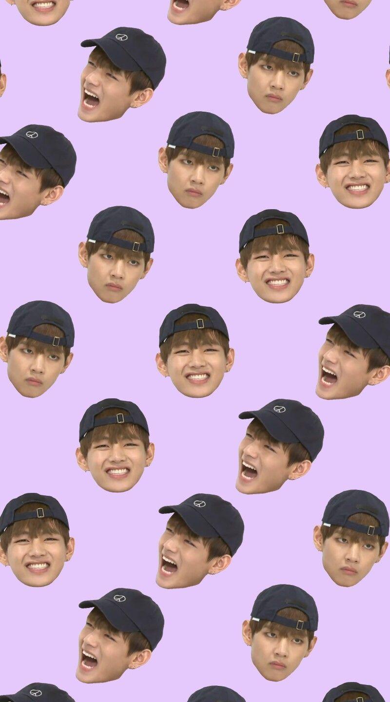 BTS 'Weekly Idol V Derp Face' Wallpaper. Gambar wajah, Gambar, Kertas dinding