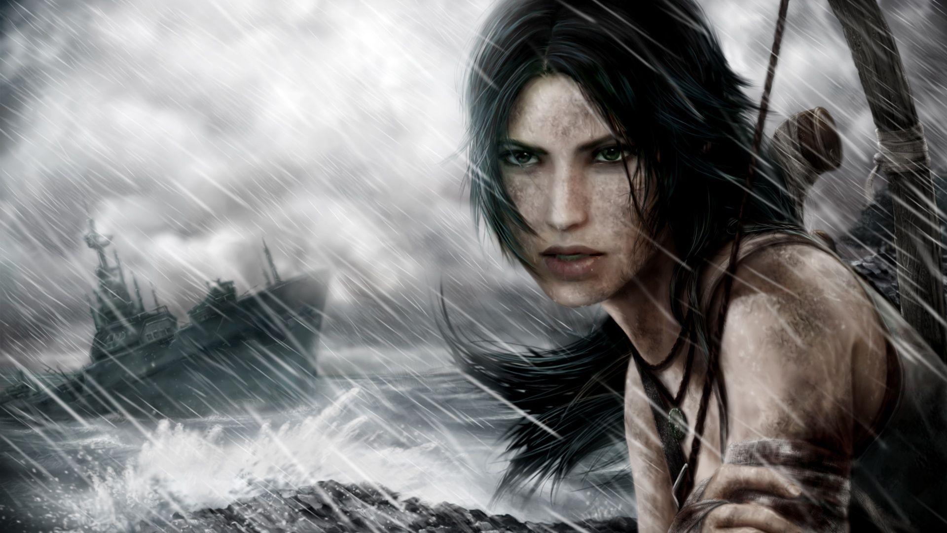 Wallpaper Tomb Raider, Lara Croft, storm day 1920x1080 Full HD