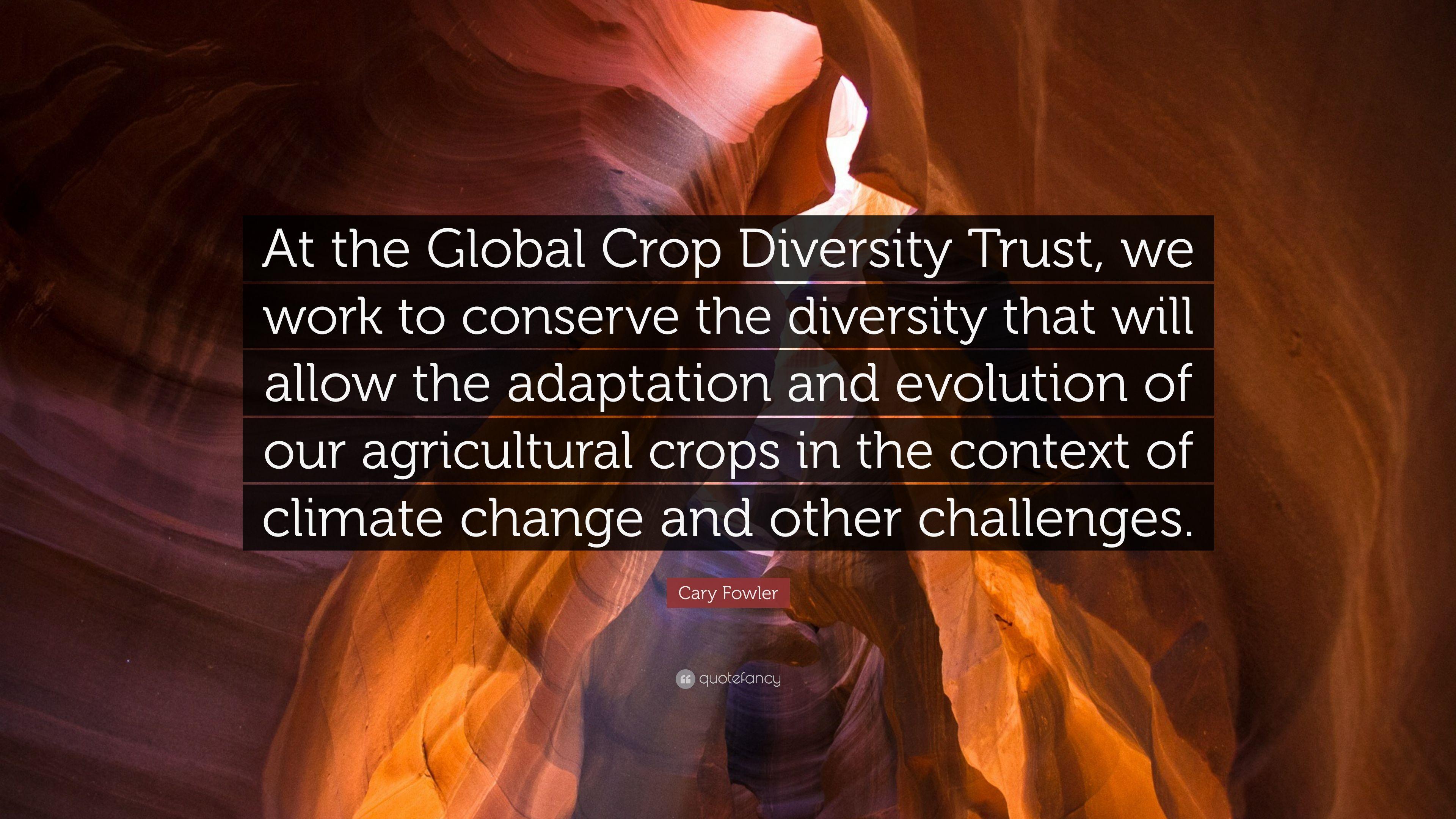 Cary Fowler Quote: “At the Global Crop Diversity Trust, we work to