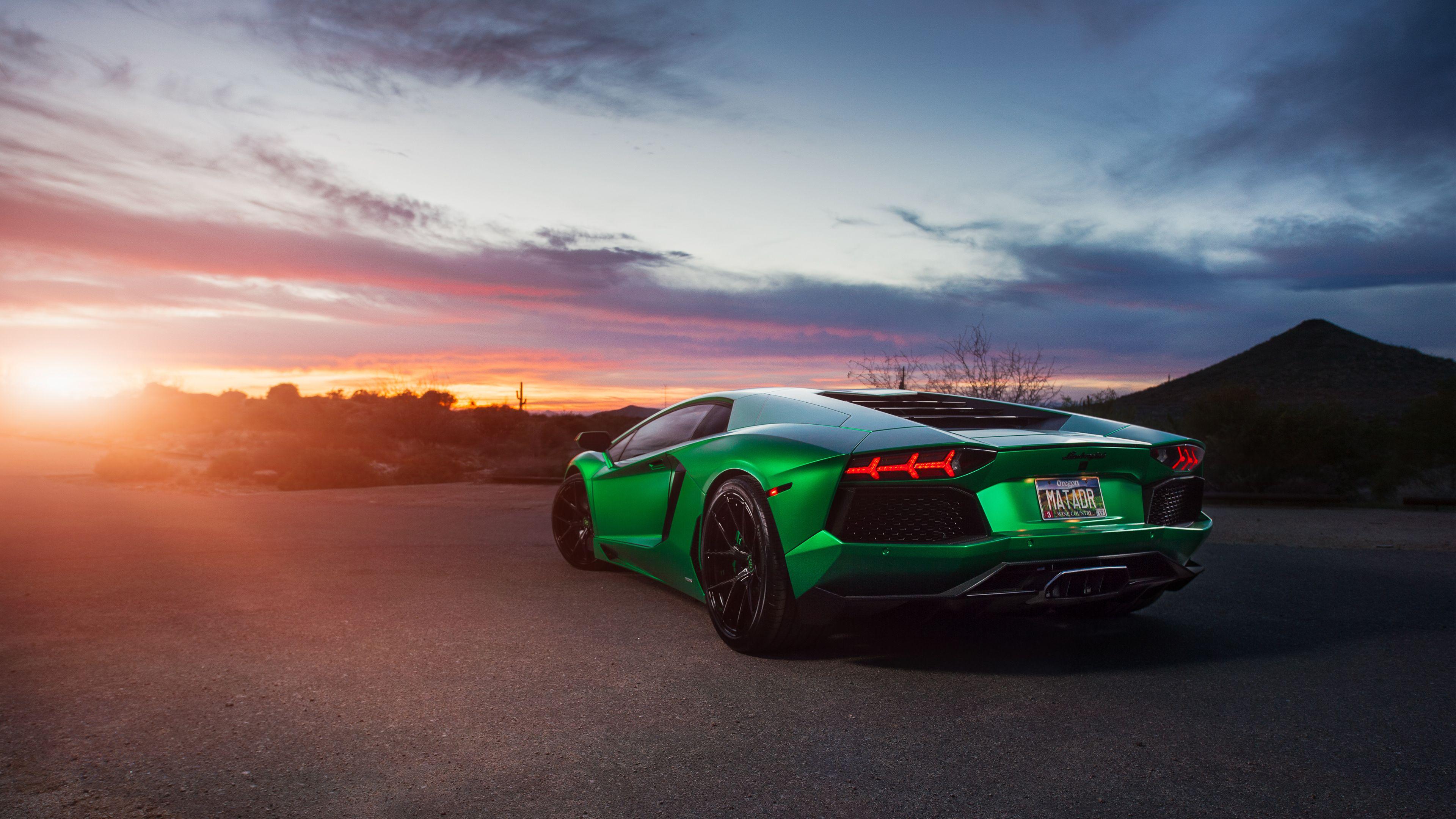 Lamborghini Aventador Green 4K Wallpaper. HD Car Wallpaper