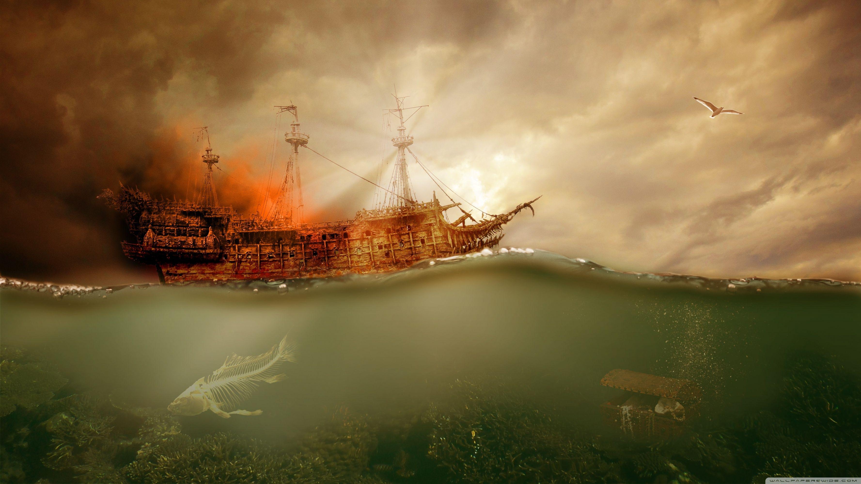 Pirate Ship Sailing ❤ 4K HD Desktop Wallpaper for • Wide & Ultra