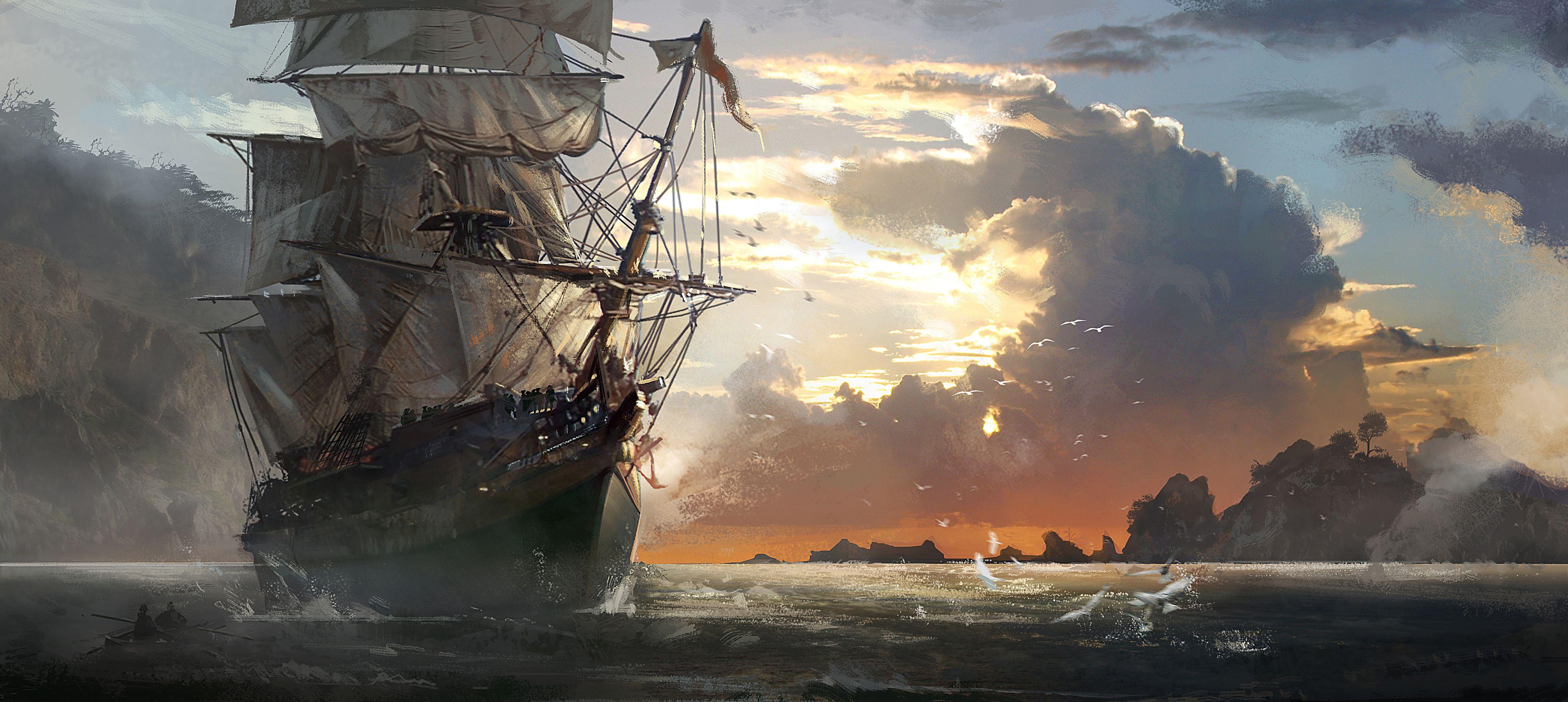 Colorful Pirates Ship Image Pirate HD Wallpaper And Background
