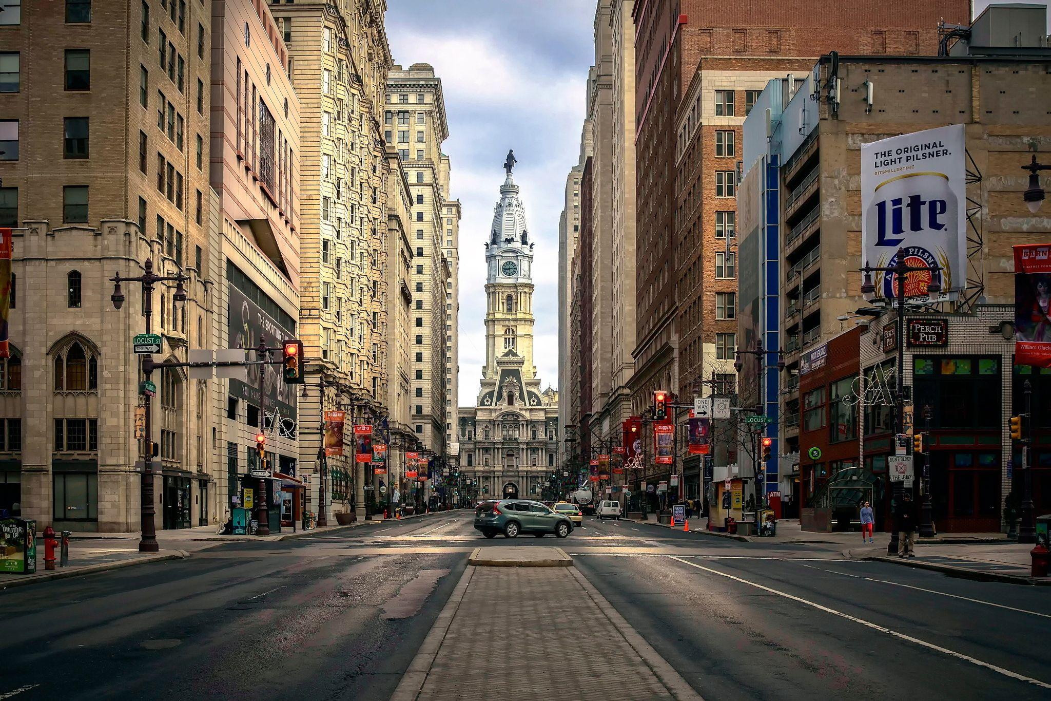Wallpaper Philadelphia, City Hall, USA, street, Pennsylvania desktop