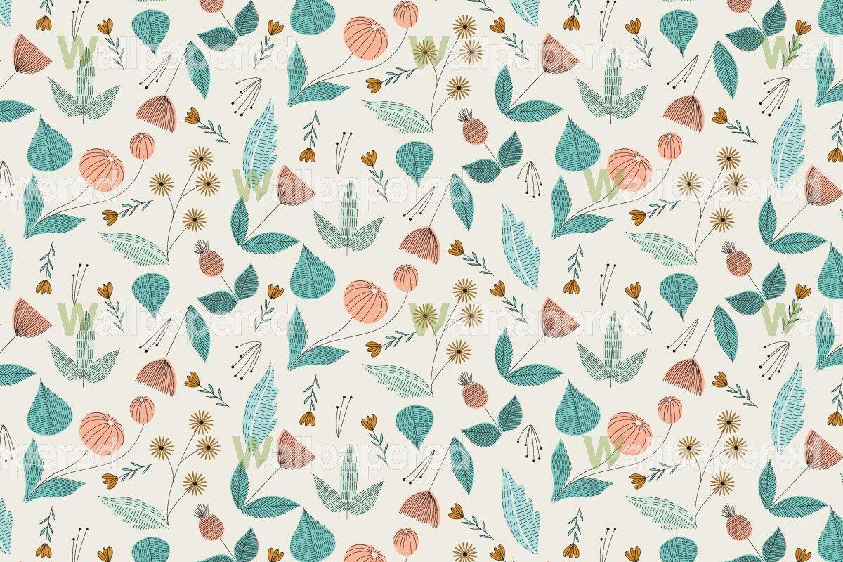 half bath wallpaper 1950s Floral vintage style pattern design