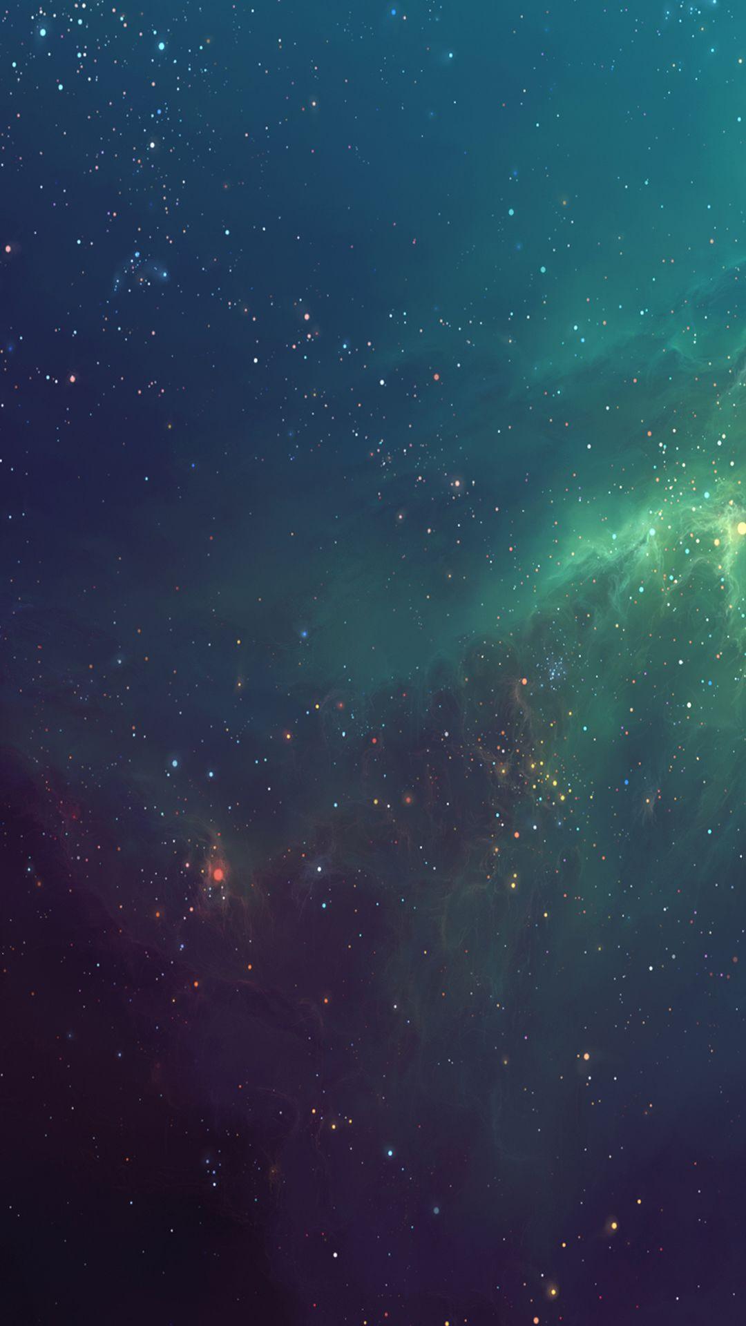 Fantasy Shiny Starry Green Nebula Starry Space Skyscape #iPhone
