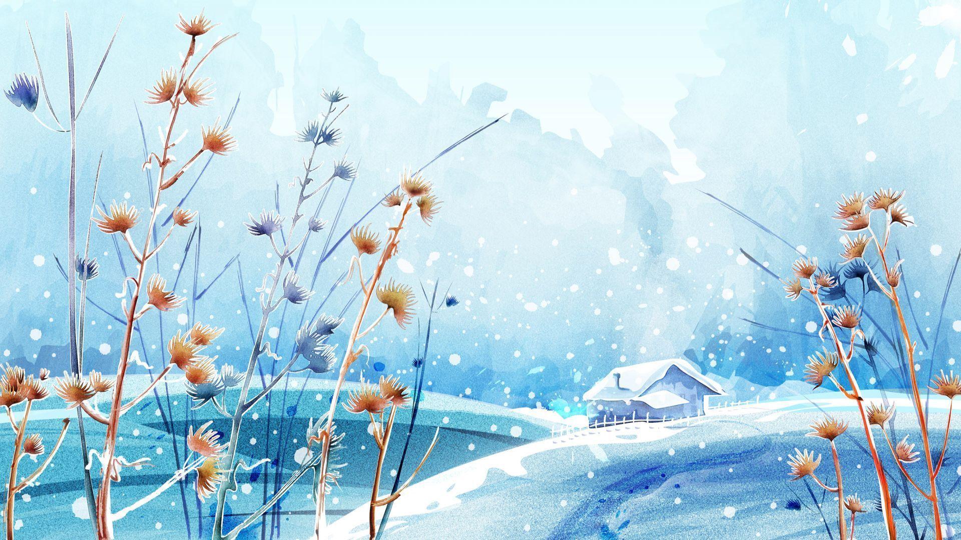 Anime Winter Scenery Wallpaper (avec image). Fond ecran hiver, Fond ecran, Peinture