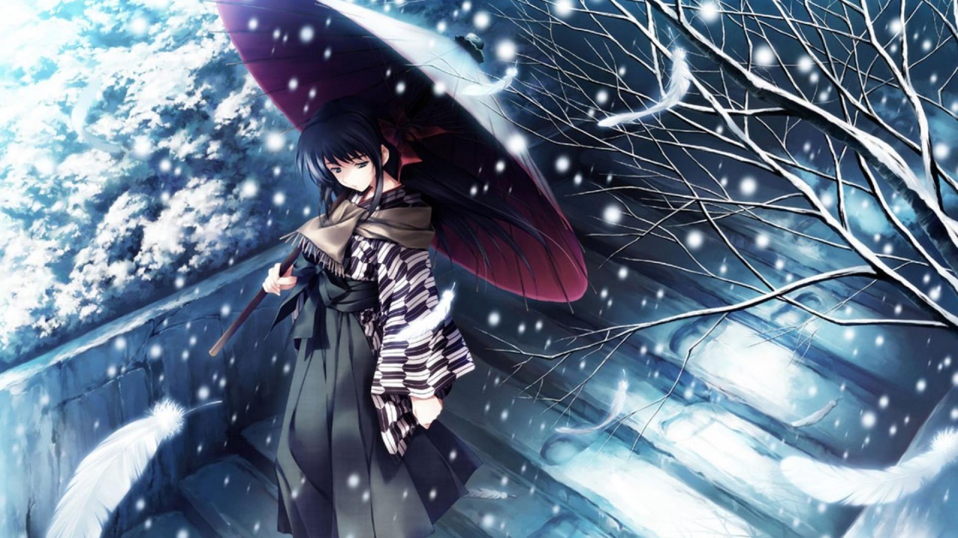 Winter Girl Anime Wallpaper HD Download Free