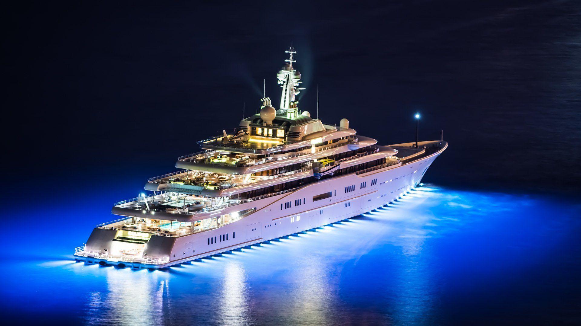 mega yacht yachts superyacht yacht eclipse night night helicopter
