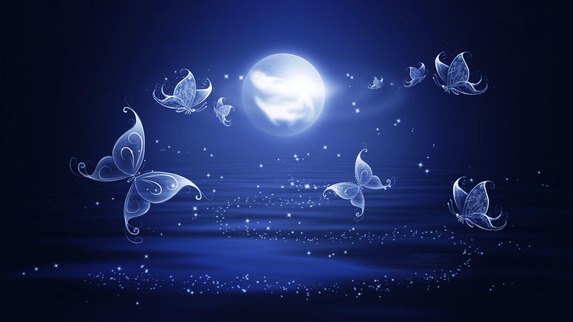 Fantasy Blue Butterflies HD Wallpaper. Background Imagex1080