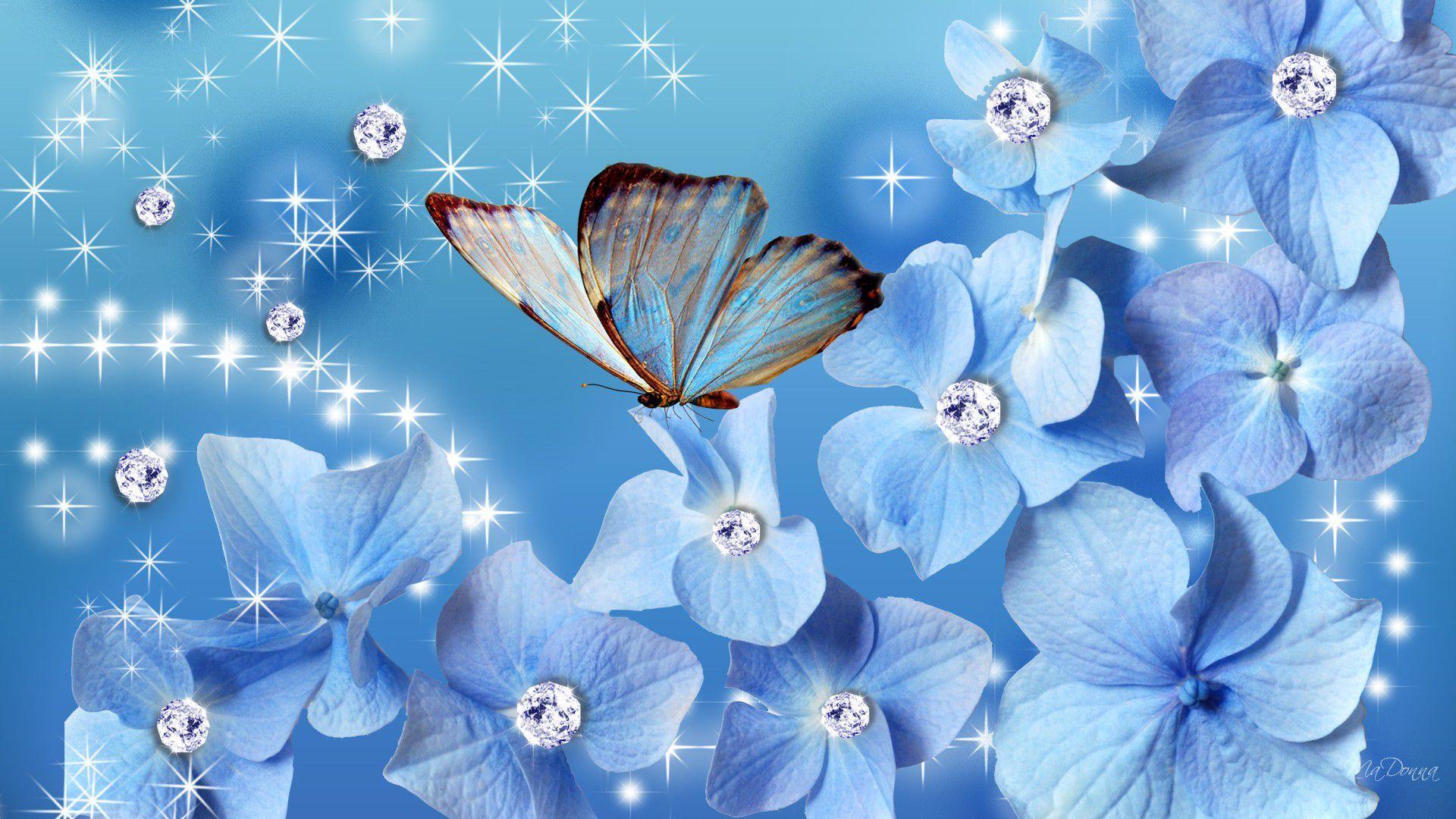 3D Abstract Blue Butterfly Wallpaper