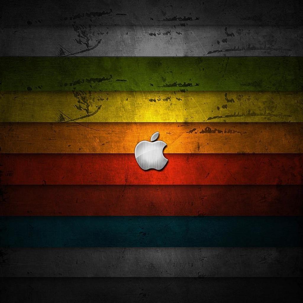 Apple logo Rainbow Panels iPad Wallpaper