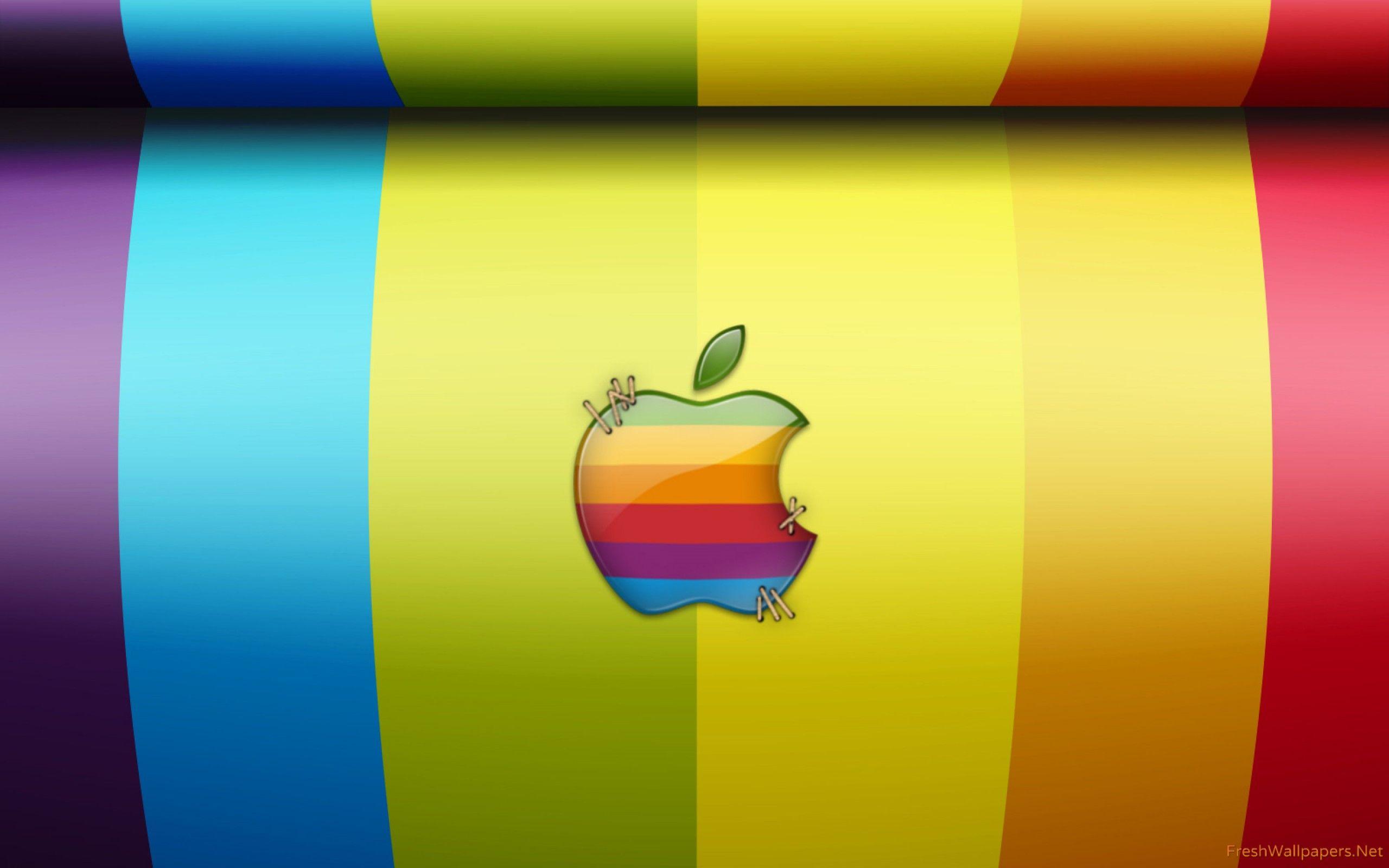 Apple logo with rainbow wallpaper