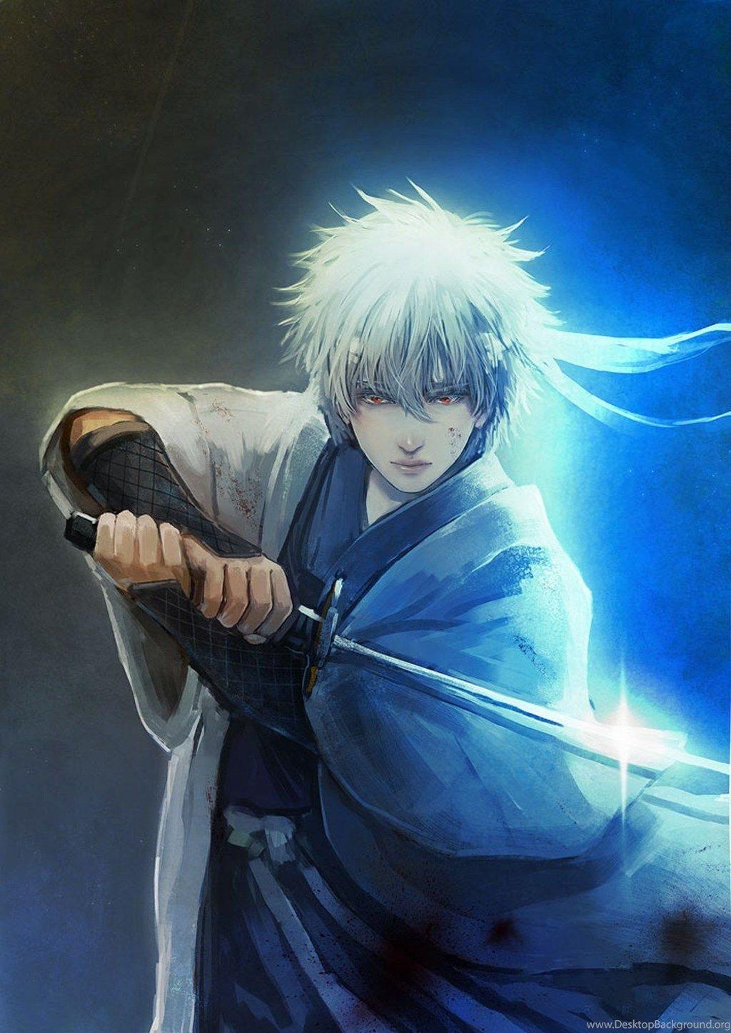 Anime Series Gintama Character Sword Male Guy Light Wallpaper