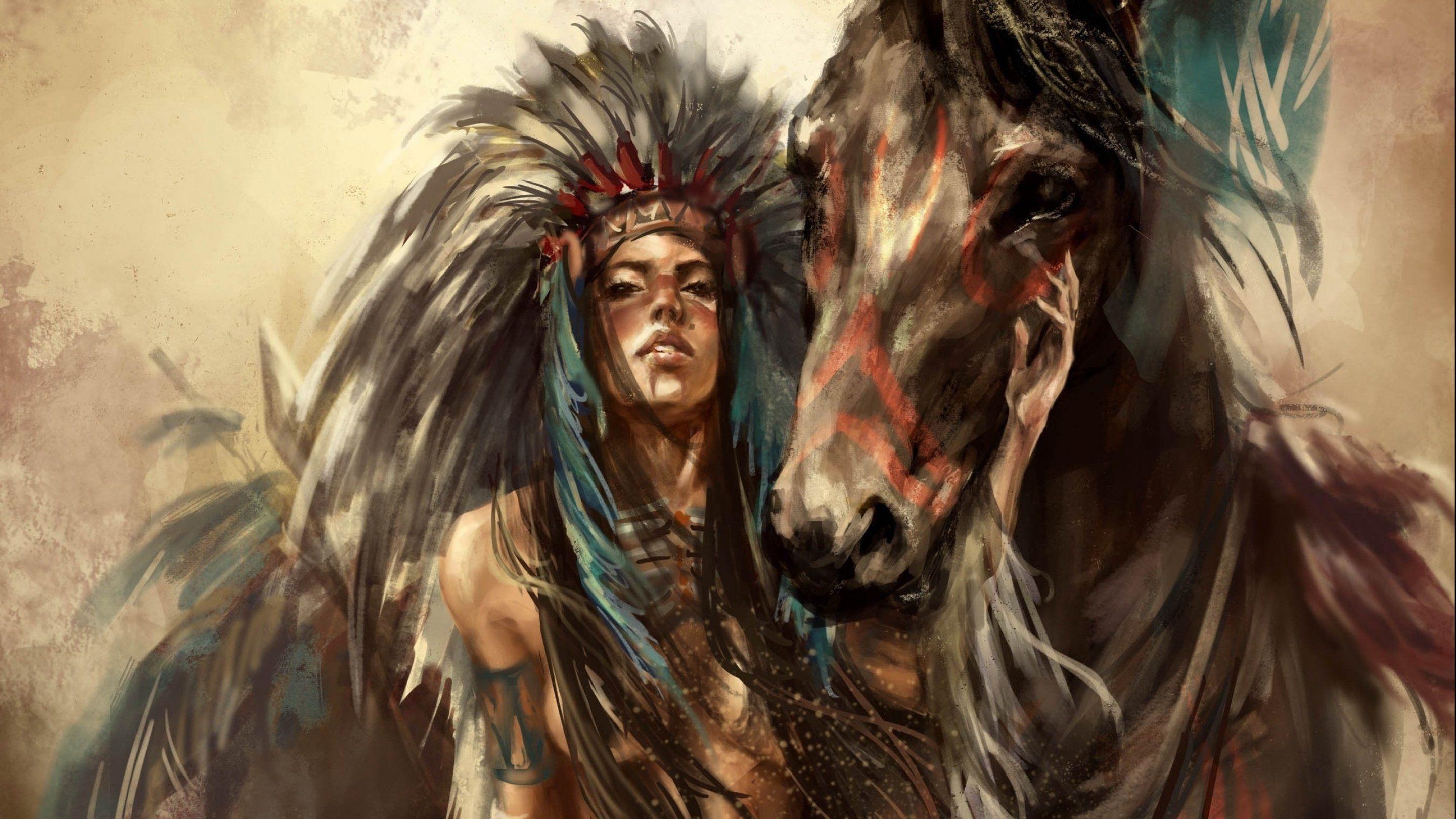 Download Native American Indian Warrior Looking Into The Distance Wallpaper   Wallpaperscom
