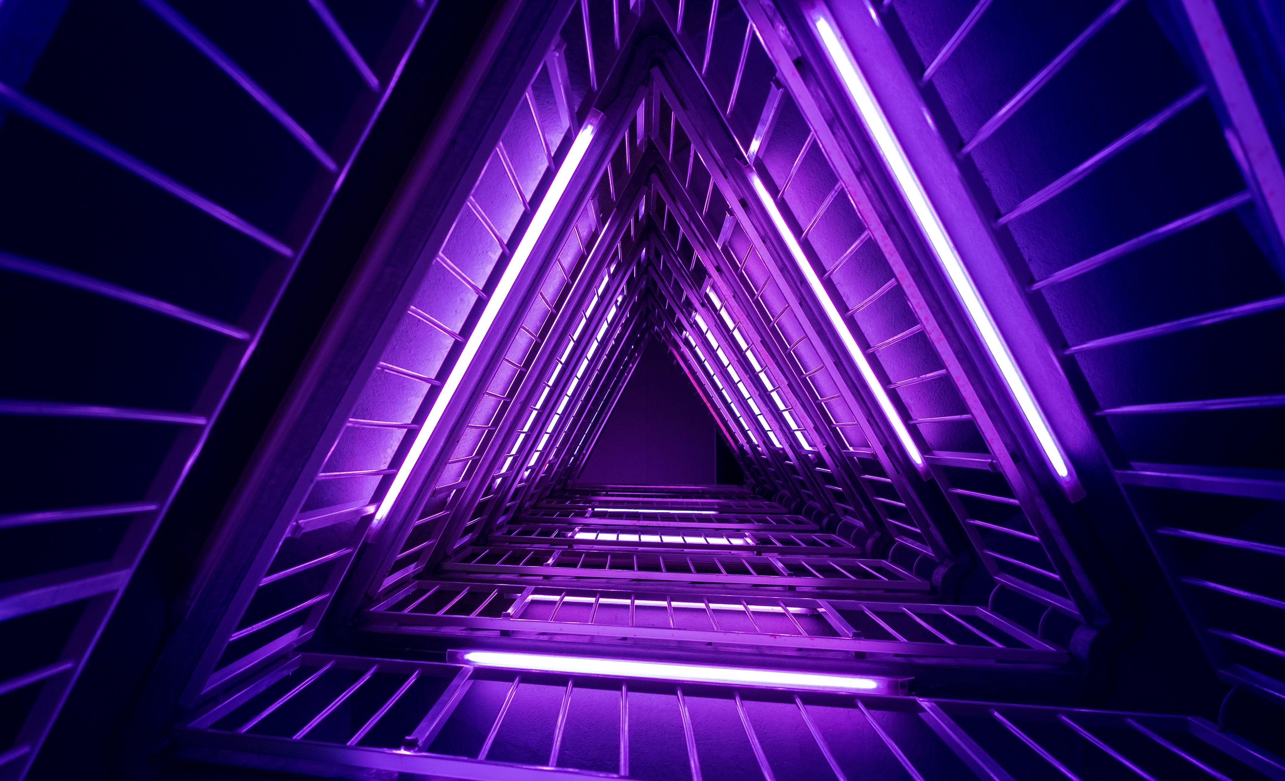 Neon Triangle Architecture 4k, HD Photography, 4k Wallpapers, Image