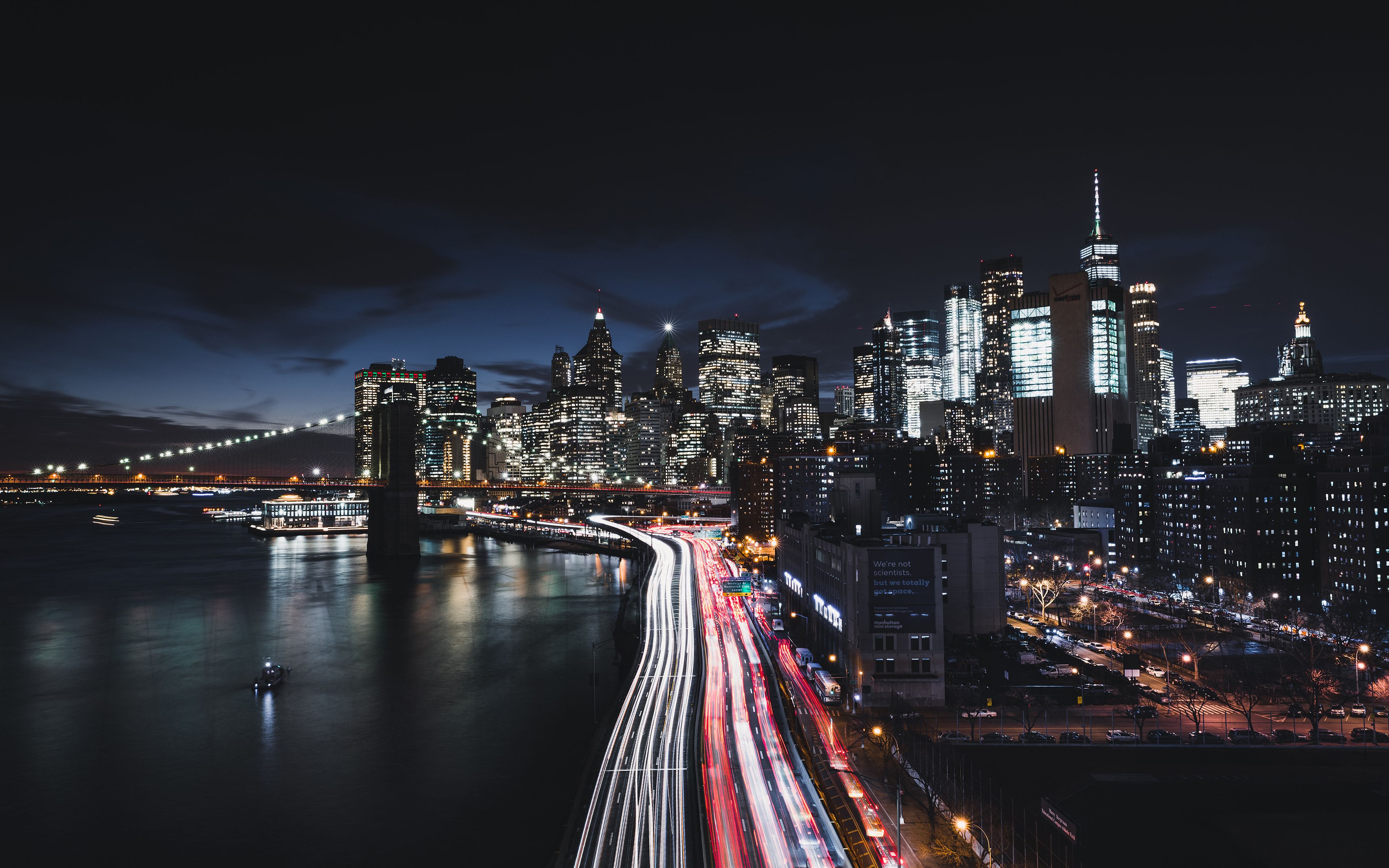 Manhattan New York City Night Cityscape 4K 8K Wallpaper. HD