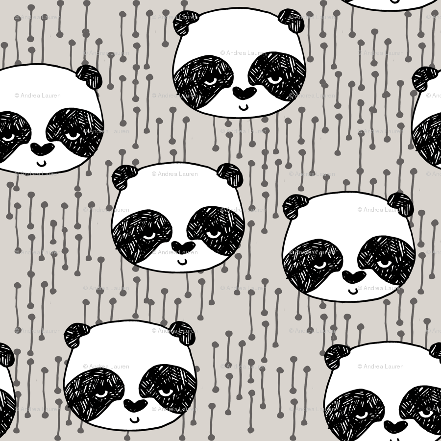 panda // pandas fabric cute panda design illustration scandi panda