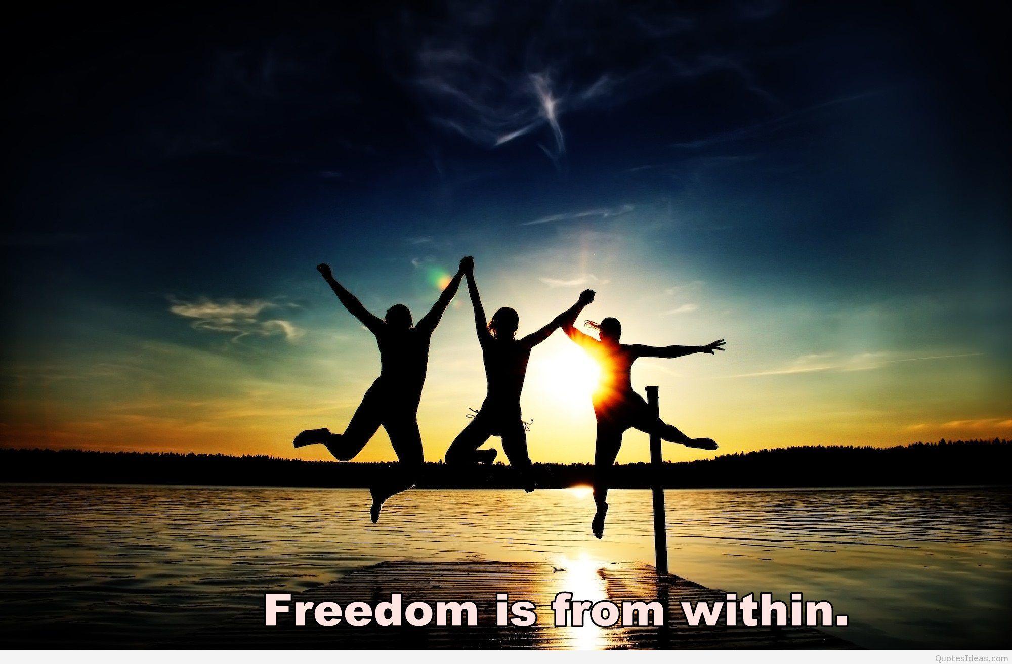 Freedom quotes with wallpaper image