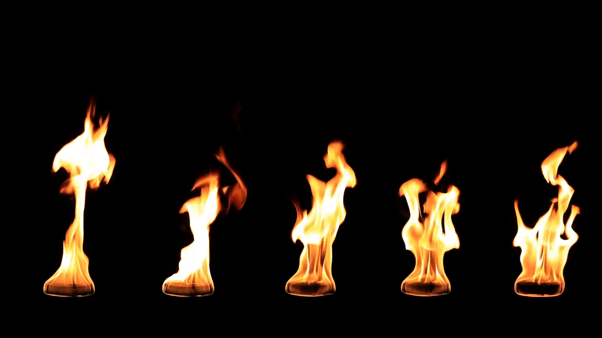 Real fire slow motion isolated on black background. Motion