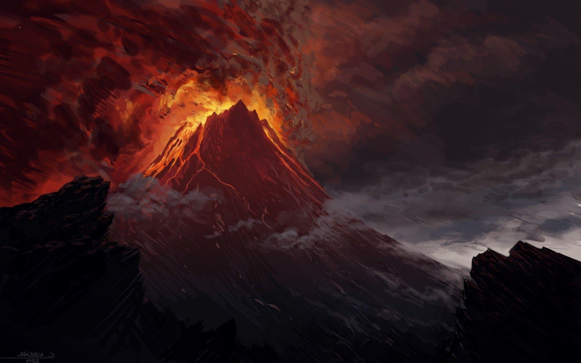 Mount Doom, Volcano, The Lord Of The Rings, Artwork, Lava, Mordor