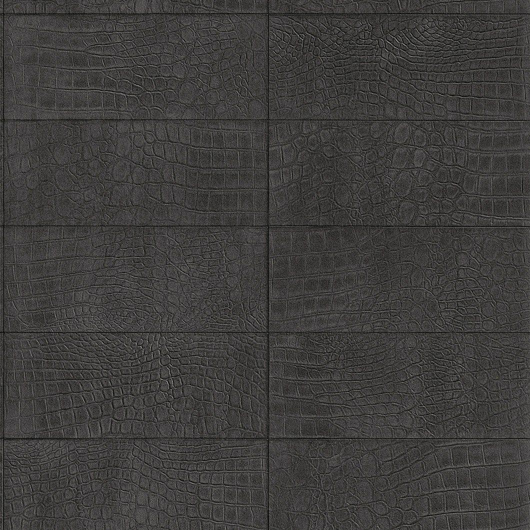 Sample Crocodile Leather Wallpaper in Dark Anthracite