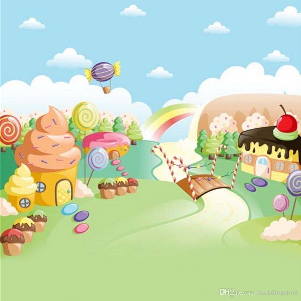 Candy Land Backdrop For Photography Blue Sky Clouds Ice Cream
