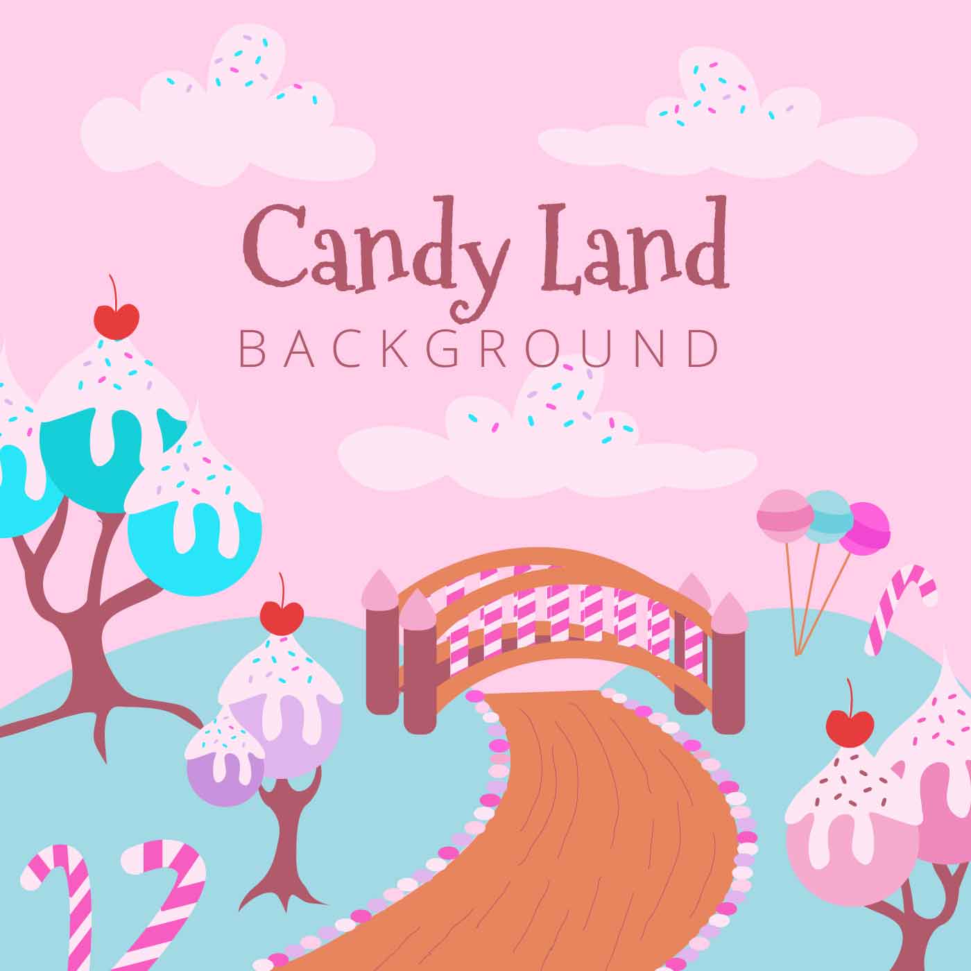 Sweet Candy Land Background Free Vector Art, Stock