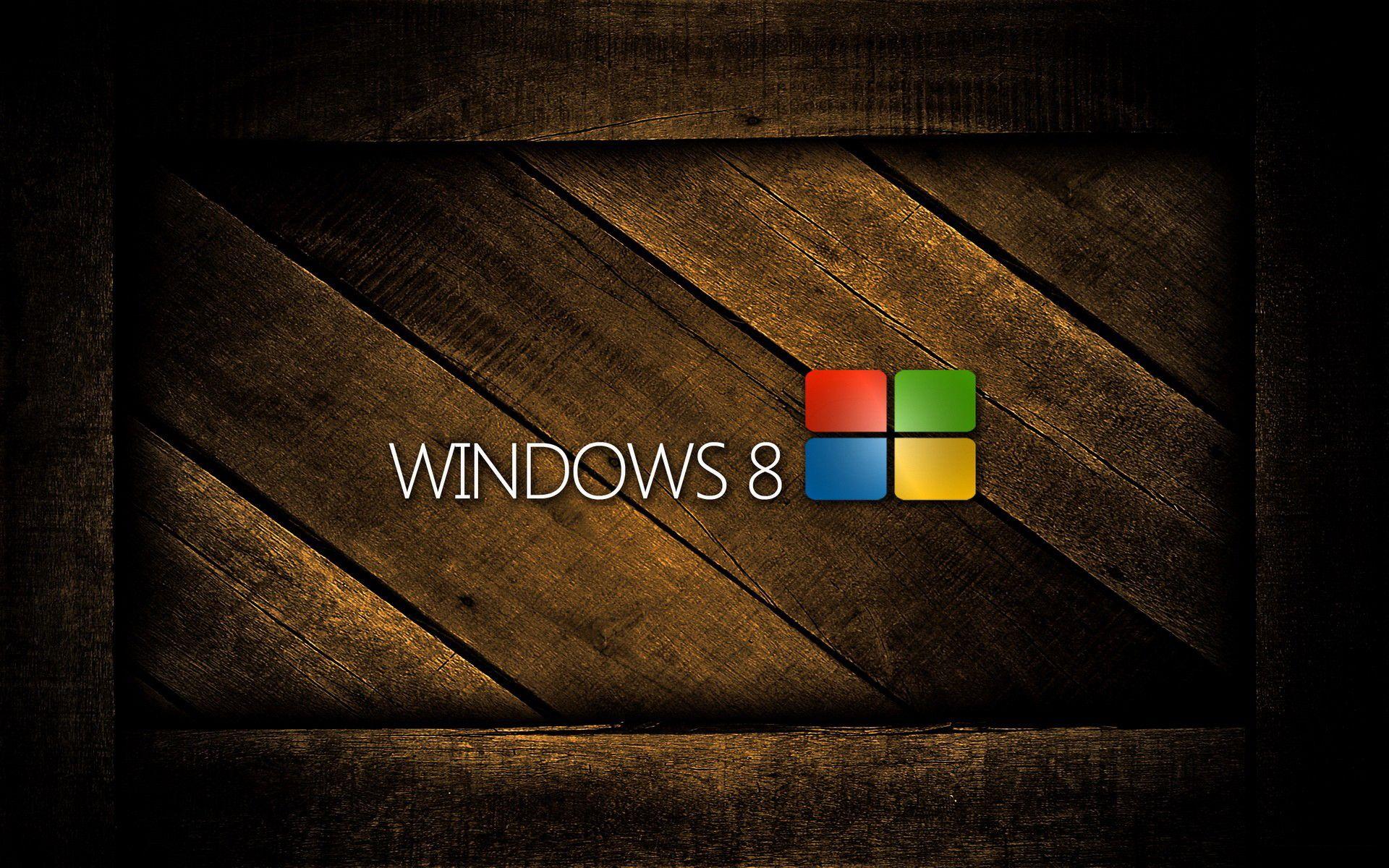 Windows 8 Logo Wood Background Desktop Wallpaper