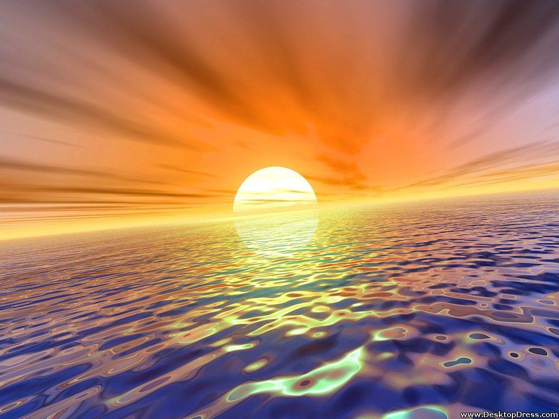 Desktop Wallpaper 3D Background Amazing Sea Sunset