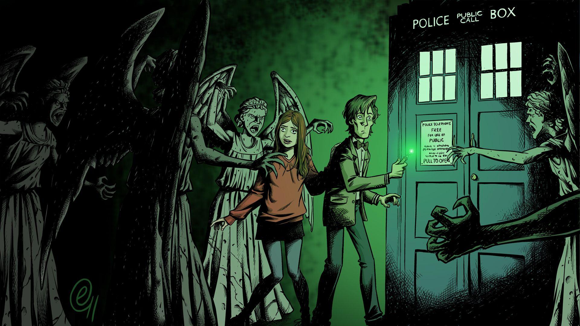 TARDIS, Amy Pond, Eleventh Doctor, Doctor Who, weeping angel