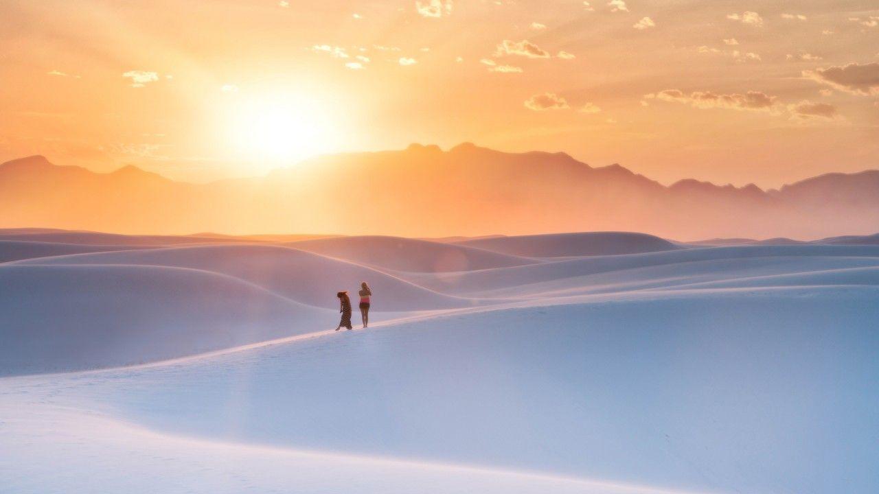Wallpaper White Sands, Sunset, New Mexico, Sand Dunes, 5K, Nature
