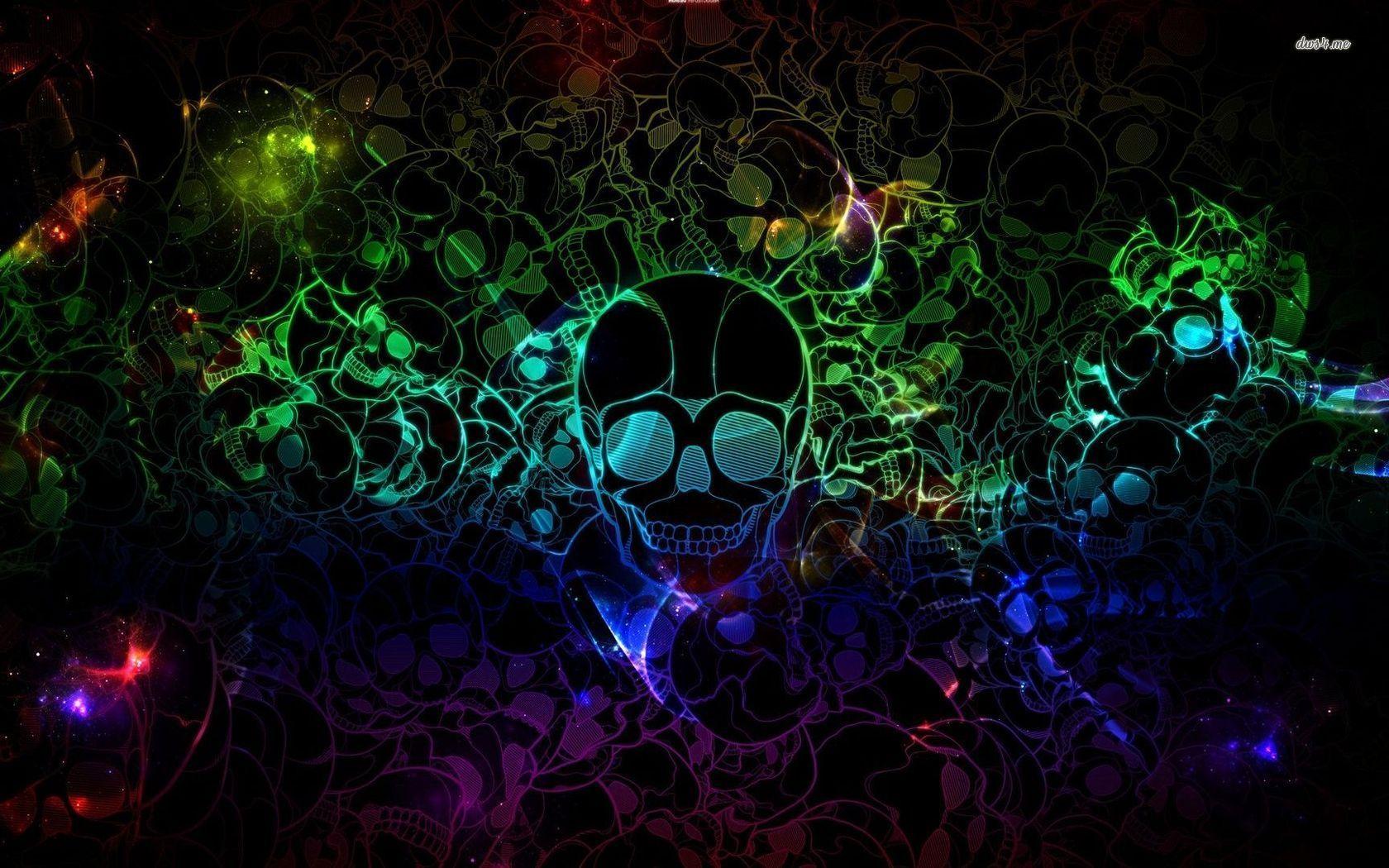 Skull Galaxy Neon Cool Backgrounds