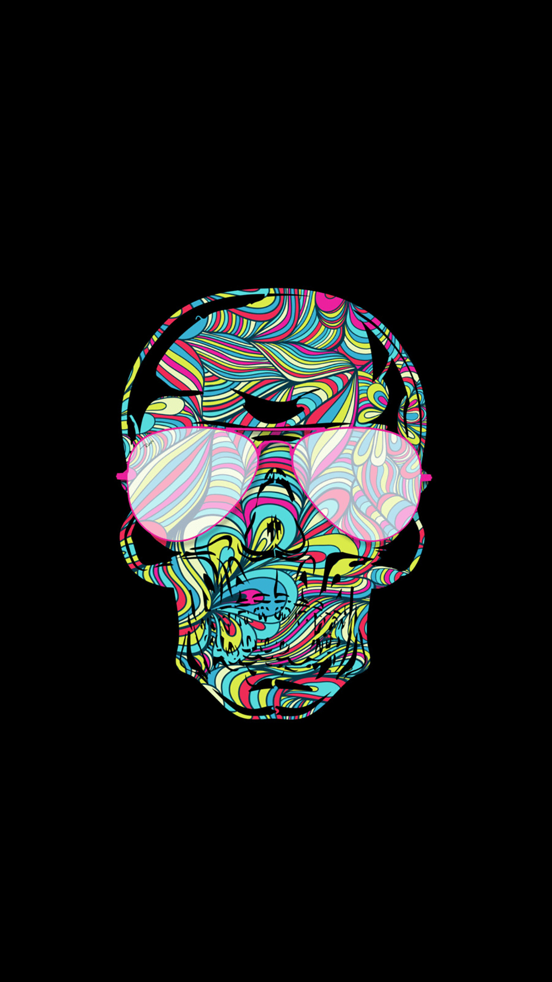 iphone wallpaper with a neon skull