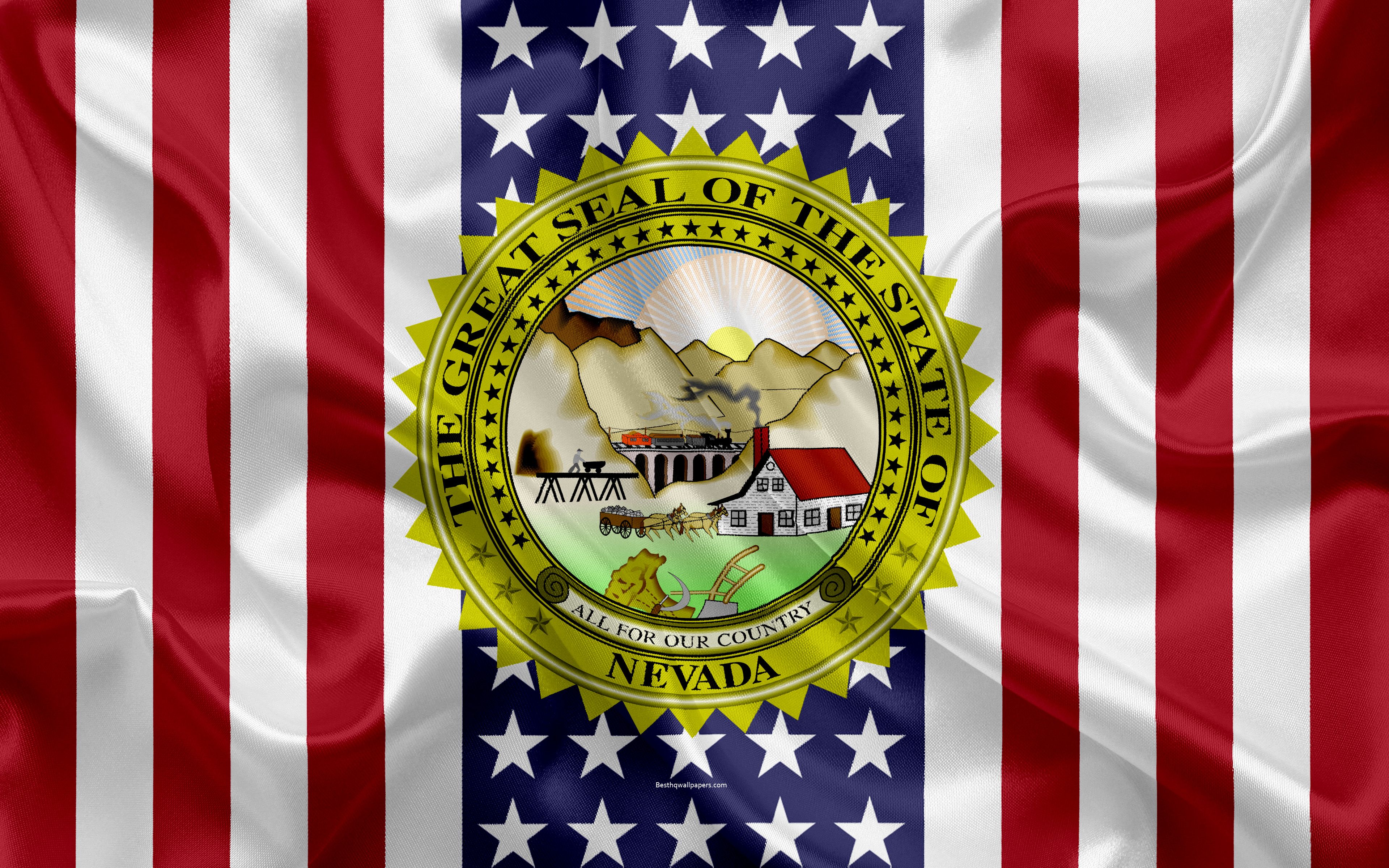 Download wallpaper Nevada, USA, 4k, American state, Seal of Nevada