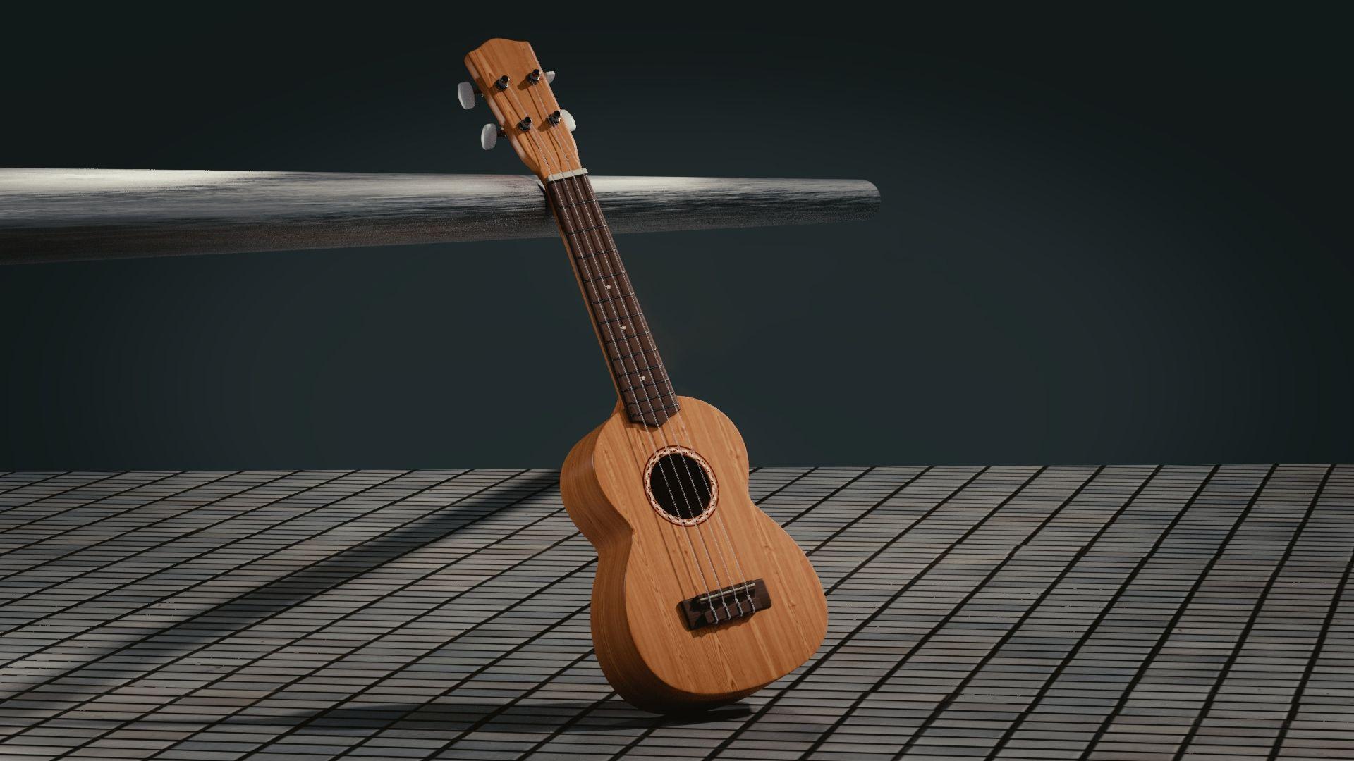 Download wallpaper 1920x1080 guitar, 3D, space, musical instrument