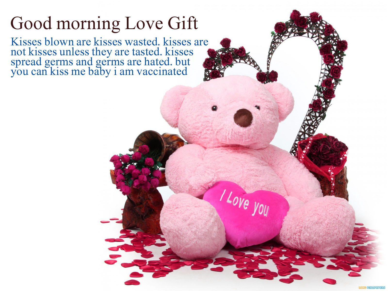 Good Morning With Pink Teddy Bear I Love you, Photo, Picture