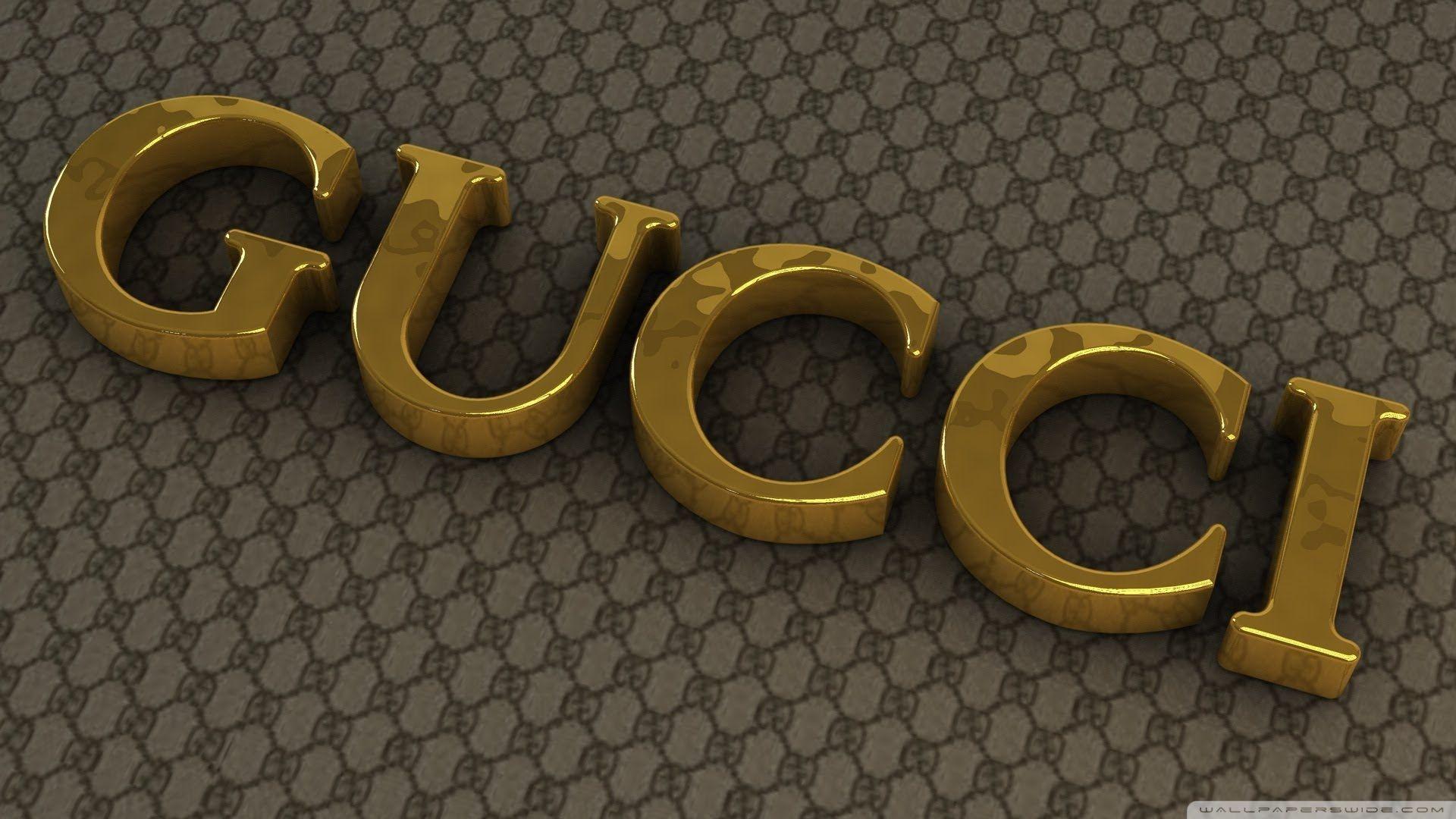 Gucci Gold Logo HD Desktop Wallpaper, Instagram photo, Background