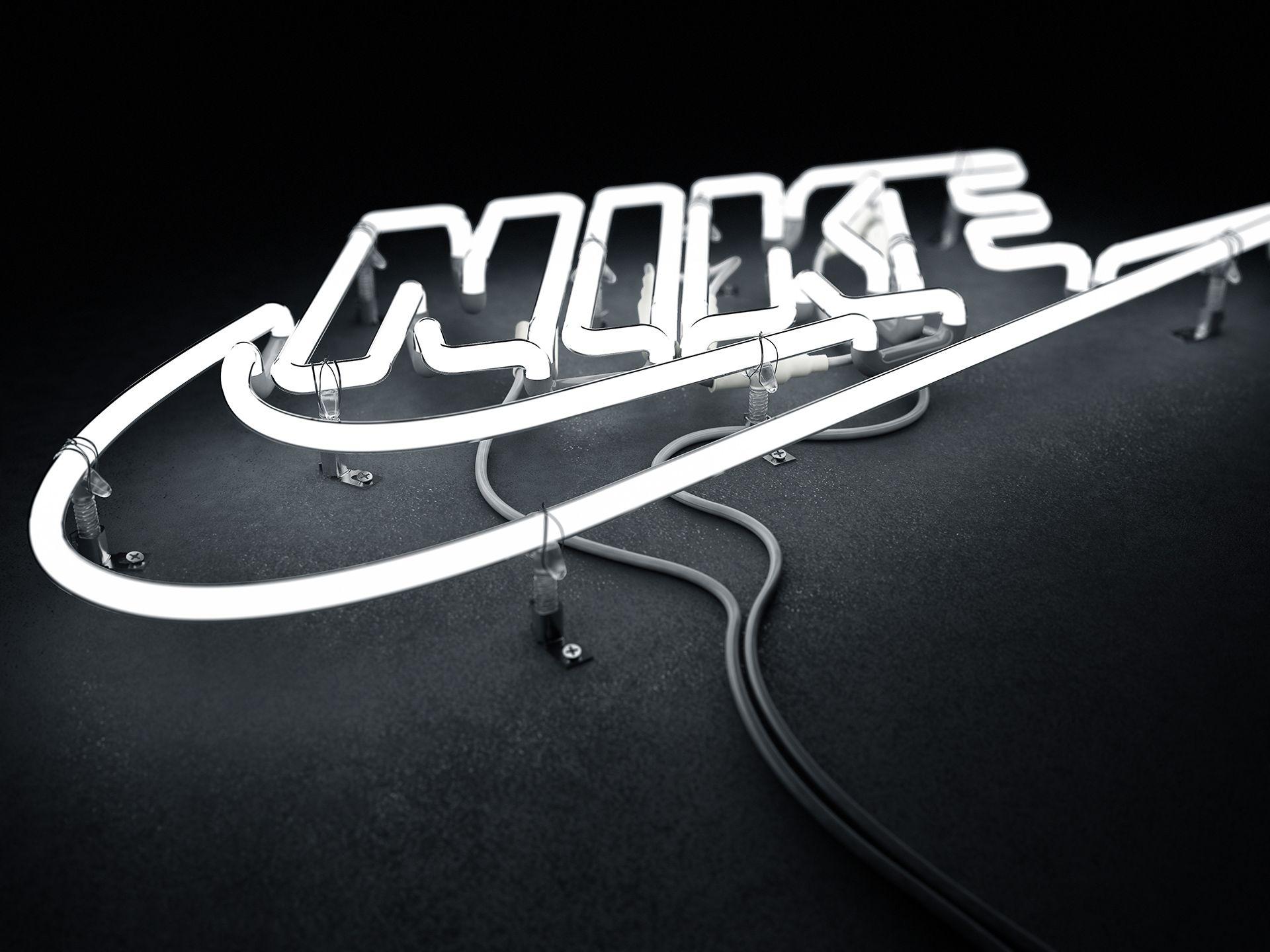 Nike Logo Wallpaper In Neon
