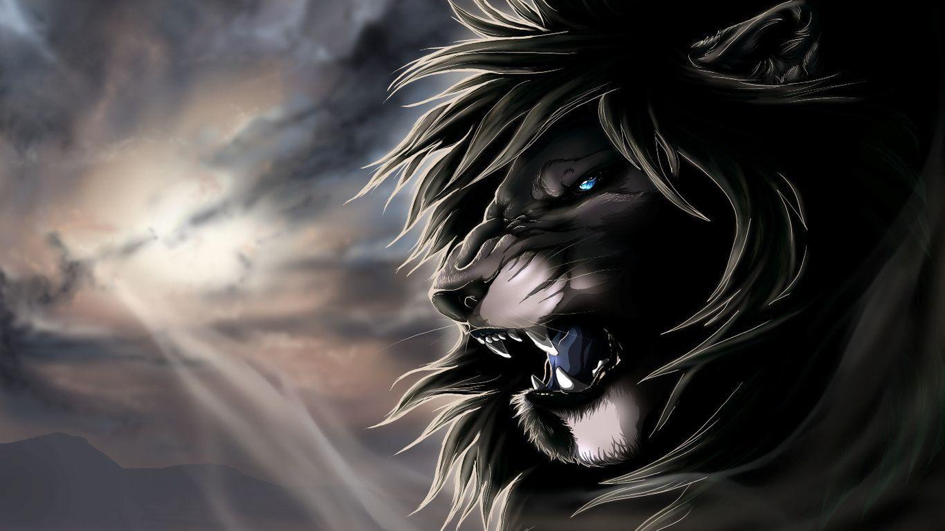 3D Lion HD JPEG Image, 1366 × 768 Pixels
