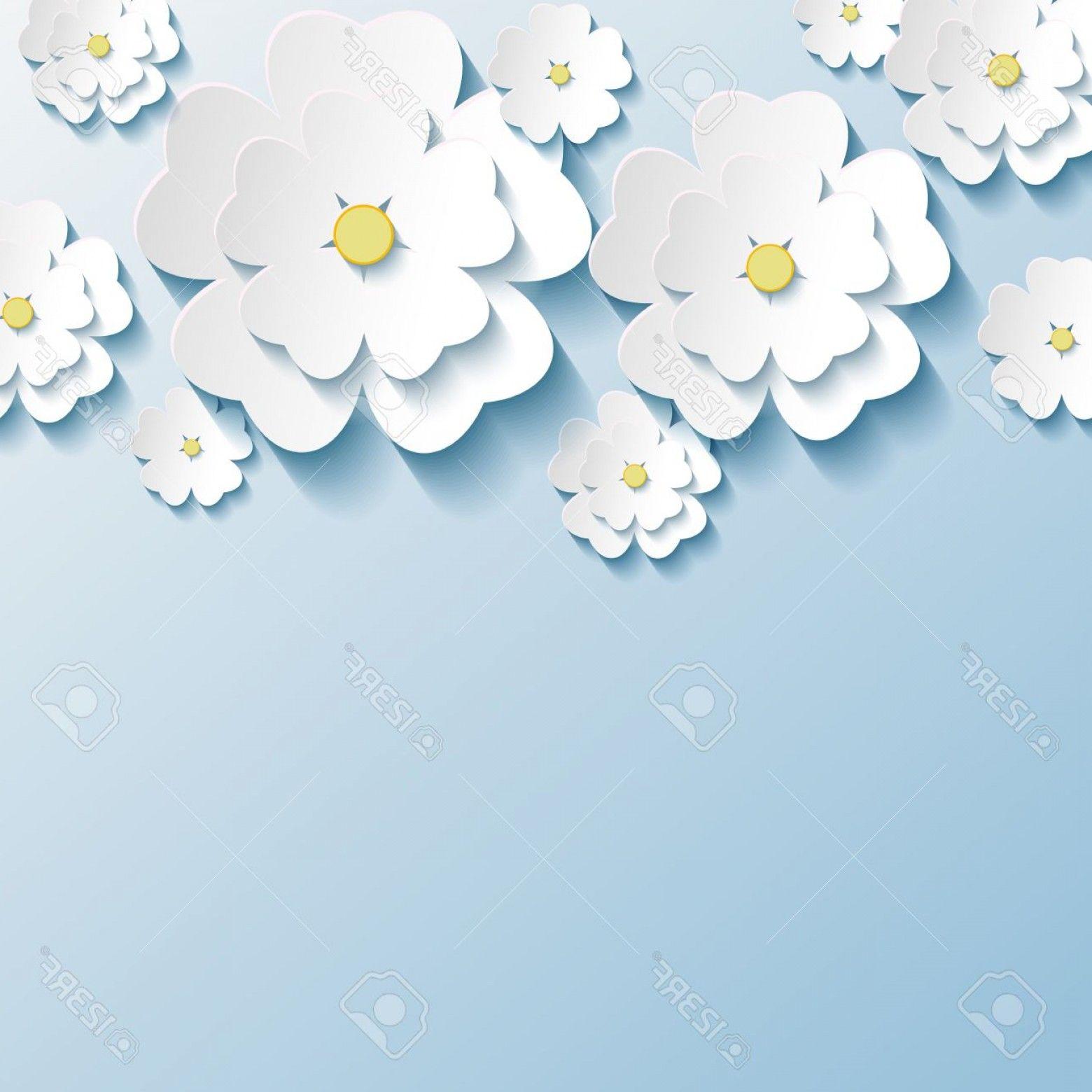 Photostock Vector Stylish Trendy Wallpaper With D Flowers Sakura