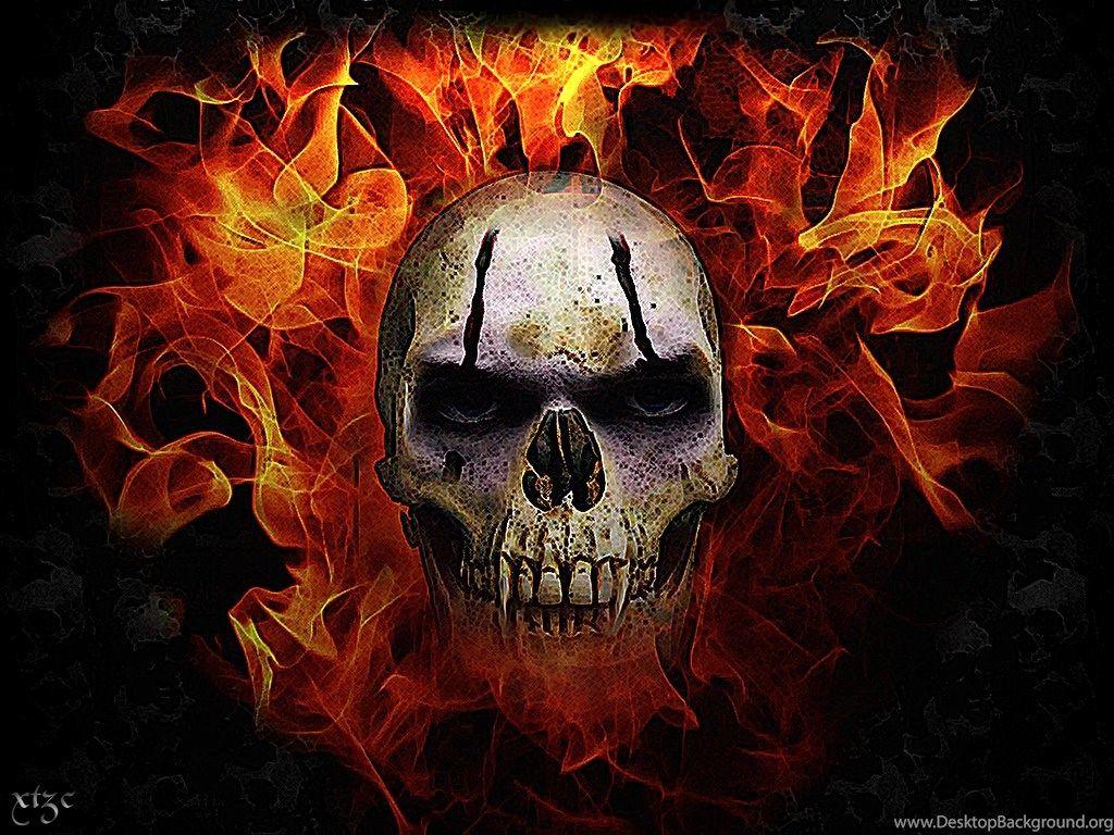 Skull Flames Wallpaper Wallpaper Zone Desktop Background