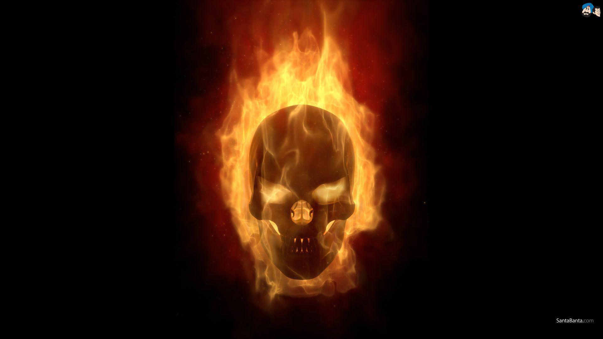 Skulls On Fire Wallpaper background picture