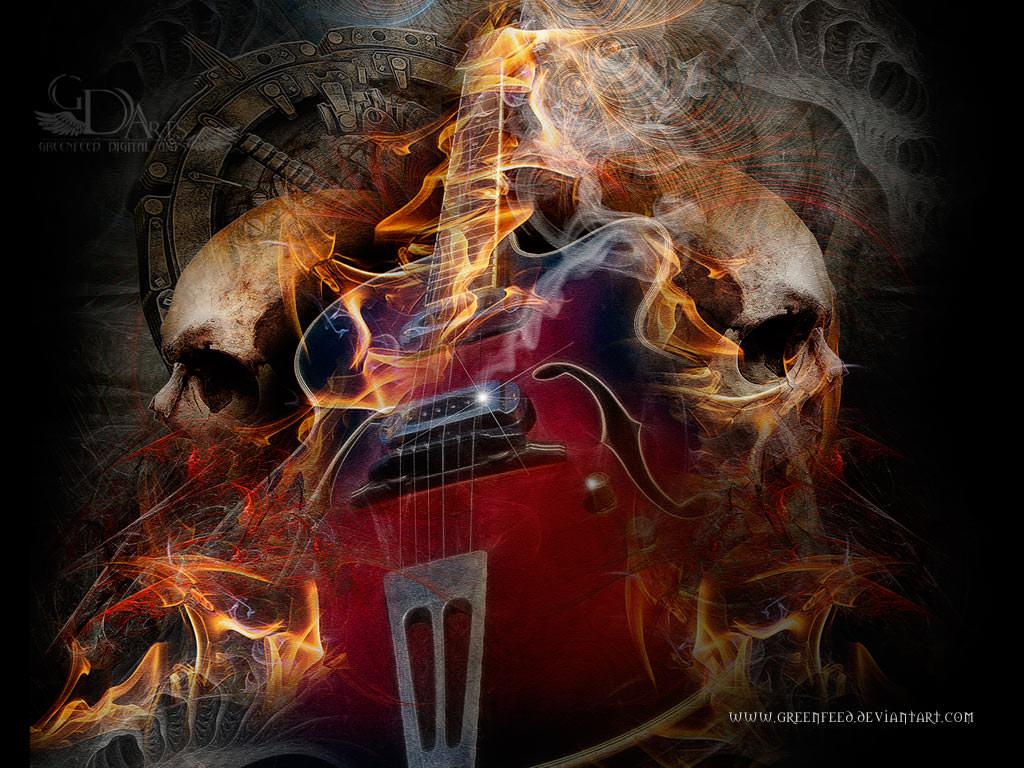 Guitar in Flames wallpaper from Skulls wallpaper