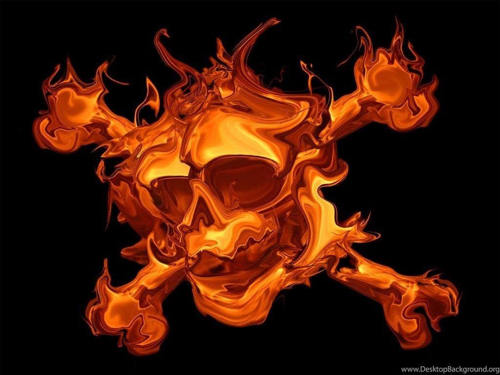 Skulls On Fire Wallpaper Desktop Background