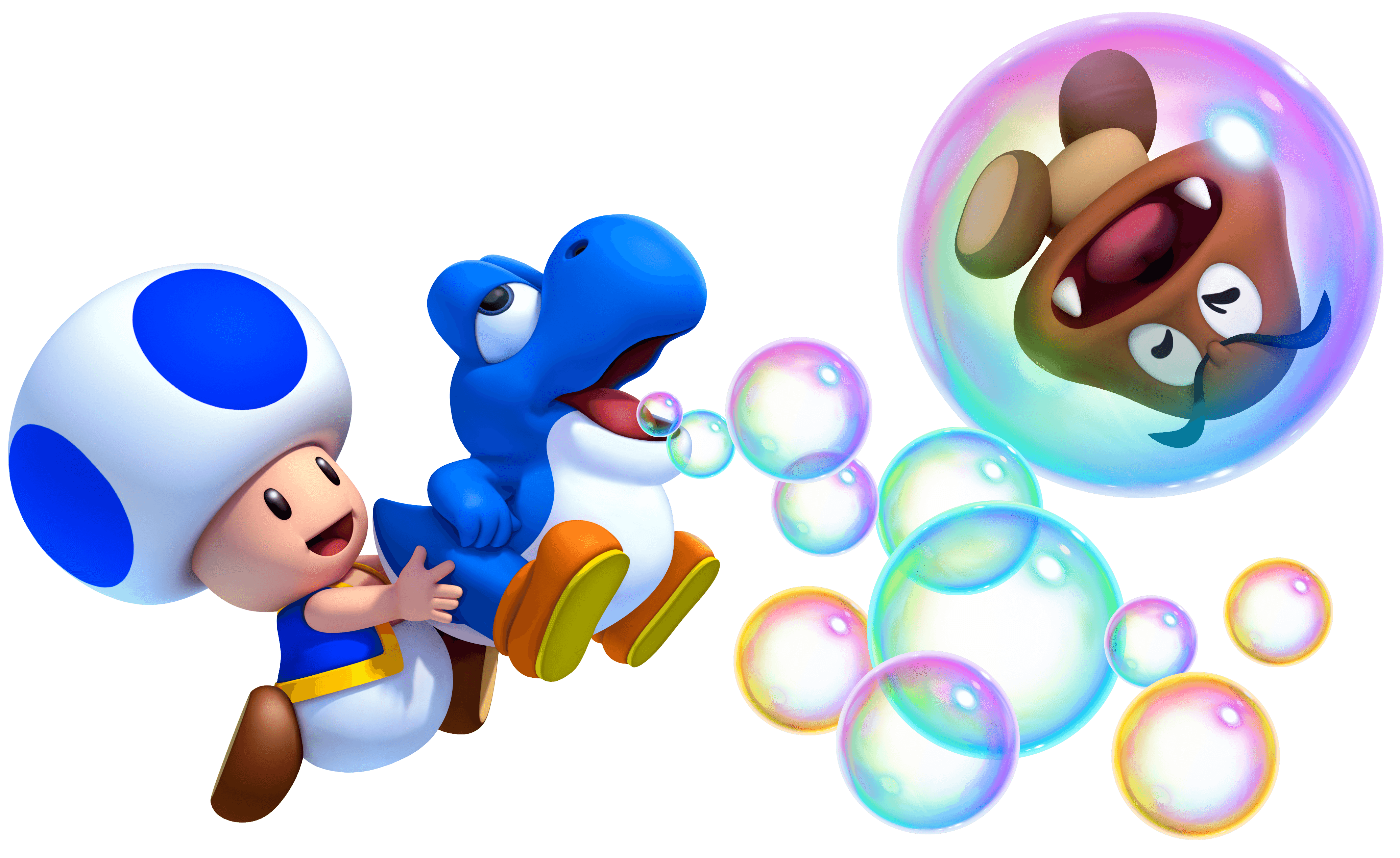 Mario image Toad and Blue Baby Yoshi. HD fond d'écran